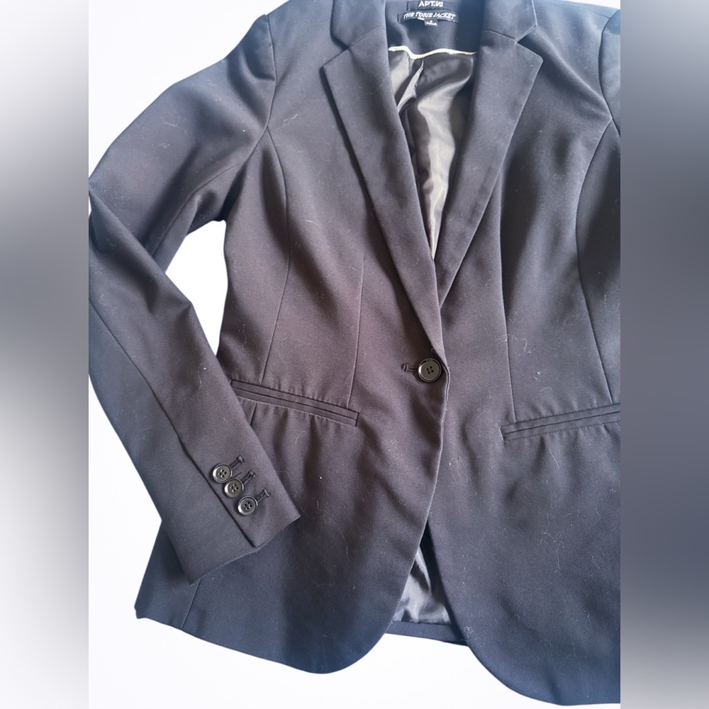 Apt. 9 Size 0 Black Fitted Lined Torie Blazer One Button Slit Back Professional - Picture 7 of 8